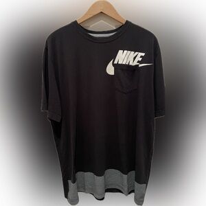 Nike Black Short-Sleeve Tee with White Logo Pocket